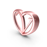 Rose Gold Heart with Letter V PNG & PSD Images