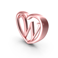 Rose Gold Heart with Letter W PNG & PSD Images