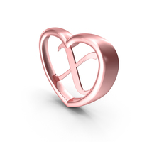 Rose Gold Heart with Letter X PNG & PSD Images