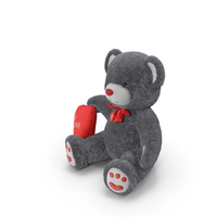 Grey Teddy Bear With Heart Fur PNG & PSD Images