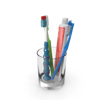 Toothbrushes And Toothpaste In Glass Cup PNG & PSD Images
