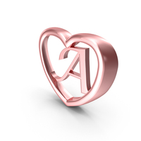 Rose Gold Heart With Letter A PNG & PSD Images