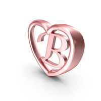 Rose Gold Heart With Letter B PNG & PSD Images