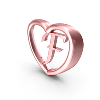 Rose Gold Heart With Letter F PNG & PSD Images