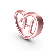 Rose Gold Heart With Letter H PNG & PSD Images