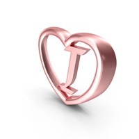 Rose Gold Heart With Letter I PNG & PSD Images