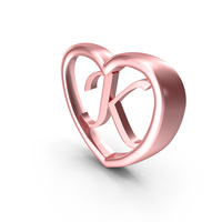 Rose Gold Heart With Letter K PNG & PSD Images