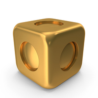 3D Cube Hollow With Spear Icon Gold PNG & PSD Images