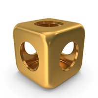3D Cube Hollow Icon Gold PNG & PSD Images