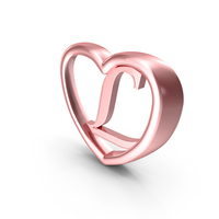 Rose Gold Heart with Letter L PNG & PSD Images
