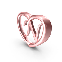 Rose Gold Heart with Letter N PNG & PSD Images