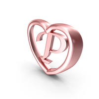 Rose Gold Heart with Letter P PNG & PSD Images