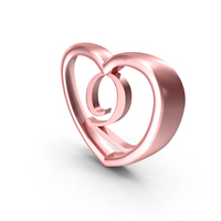 Rose Gold Heart with Letter Q PNG & PSD Images
