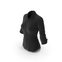 Women Black Rolled Up Long Sleeve Shirt PNG & PSD Images