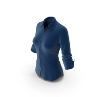 Women Blue Rolled Up Long Sleeve Shirt PNG & PSD Images
