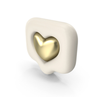 3d Social Notification Gold Love Symbol PNG & PSD Images