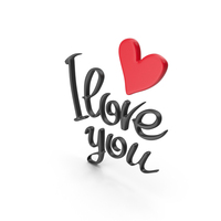 Phrase I Love You with Heart PNG & PSD Images