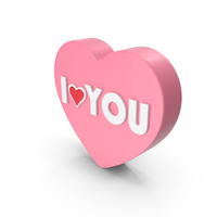 Pink Heart with I Love You PNG & PSD Images