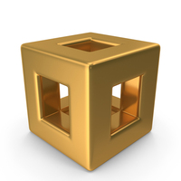Abstract Hollow Box Icon Gold PNG & PSD Images