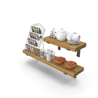 Kitchen Shelf with Spice Rack and Kitchenware PNG & PSD Images