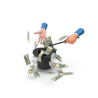 Hand Magic Hat 100 US Dollar Money Fly Out PNG & PSD Images