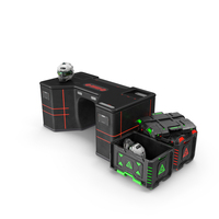 Futuristic Control Console With Helmet And Storage Container PNG & PSD Images