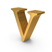 Alphabet Time Roman Gold V PNG & PSD Images