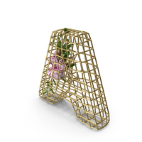 Peonies In Cage Letter A PNG & PSD Images
