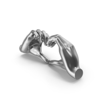 Silver Heart Hand Sculpture PNG & PSD Images