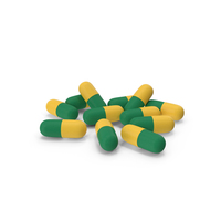 Pile Of Green Yellow Capsule Pills PNG & PSD Images
