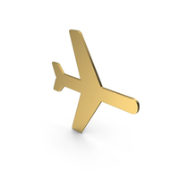 Gold Airplane Symbol With The Nose Facing Forward PNG & PSD Images