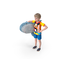 Boy with Big Soft Toy Shark from IKEA Fur PNG & PSD Images