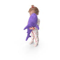 Little Girl with Stuffed Shark Toy Fur PNG & PSD Images