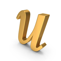 Alphabet Times  Roman Italic Small Gold U PNG & PSD Images