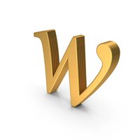 Alphabet Times  Roman Italic Small Gold W PNG & PSD Images