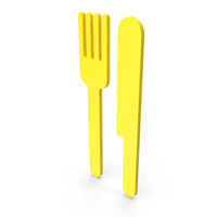 Yellow Cutlery Symbol Straight PNG & PSD Images