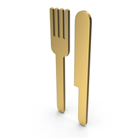 Gold Cutlery Symbol Straight PNG & PSD Images