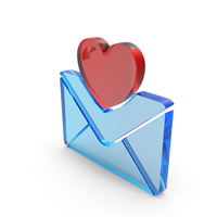Web Mail With One Heart Glass PNG & PSD Images
