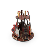 Guitars on Rotating Guitar Stand PNG & PSD Images