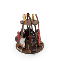 Round Guitar Stand Rack With Guitars PNG & PSD Images
