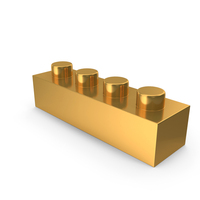 Building Toy Block 1×4 Lego Piece Icon Gold PNG & PSD Images