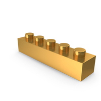 Building Toy Block 1×5 Lego Piece Icon Gold PNG & PSD Images