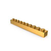 Building Toy Block 1×10 Lego Piece Icon Gold PNG & PSD Images