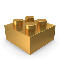 Building Toy Block 2×2 Lego Piece Icon Gold PNG & PSD Images