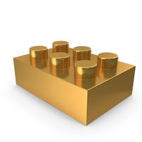 Building Toy Block 2×3 Lego Piece Icon Gold PNG & PSD Images