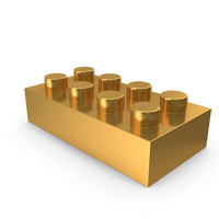Building Toy Block 2×4 Lego Piece Icon Gold PNG & PSD Images