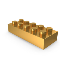 Building Toy Block 2×5 Lego Piece Icon Gold PNG & PSD Images