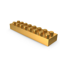 Building Toy Block 2×8 Lego Piece Icon Gold PNG & PSD Images