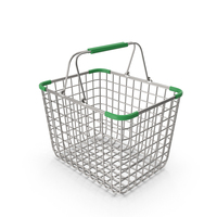 Metal Wire Shopping Basket Green Handle PNG & PSD Images