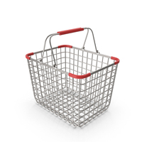 Metal Wire Shopping Basket Red Handle PNG & PSD Images